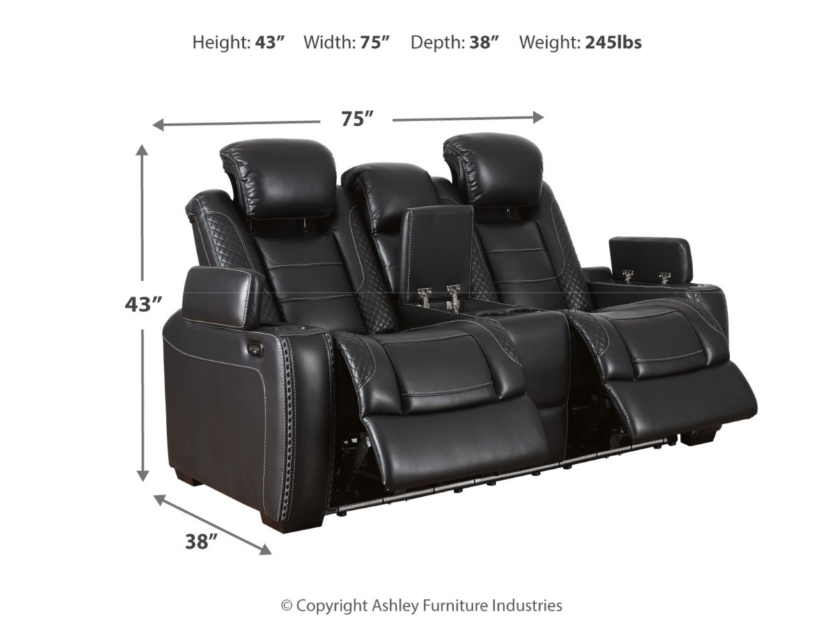 Party Time Dual Power Reclining Loveseat with Console | Ashley