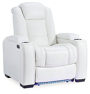 Party Time Power Recliner, White, large