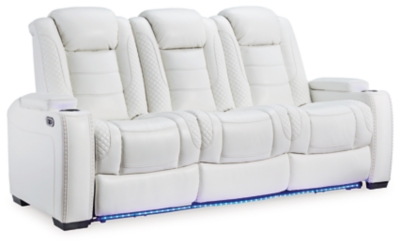 Party Time Power Reclining Sofa, White, large