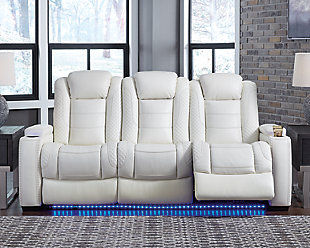 Party Time Power Reclining Sofa, White, rollover