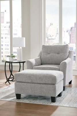 Keenelynn Chair and Ottoman, Nickel, rollover