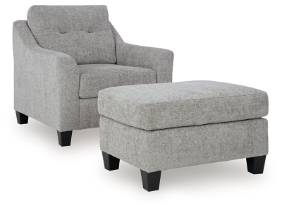 Keenelynn Chair and Ottoman, Nickel, large