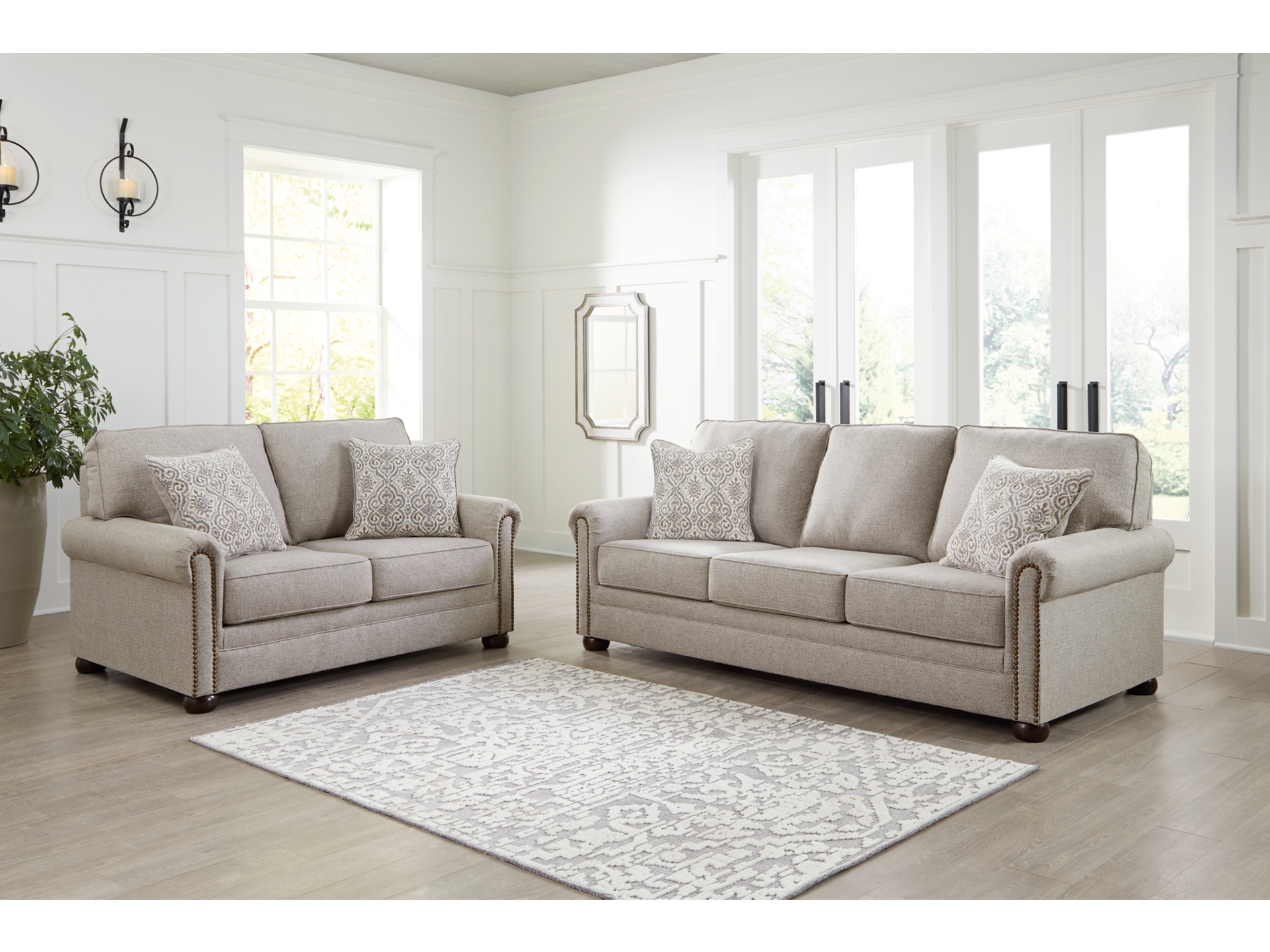 Image 1 of Gaelon Sofa and Loveseat-chair ottoman Dune