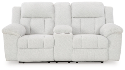 Frohn Reclining Loveseat with Console, Snow, large