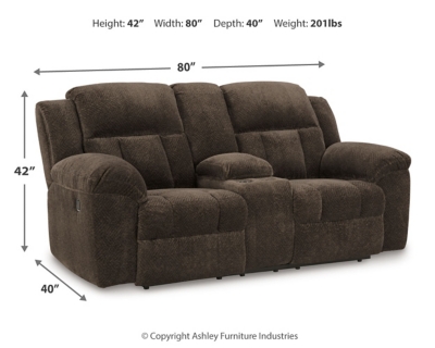Frohn Reclining Loveseat with Console Dimensions