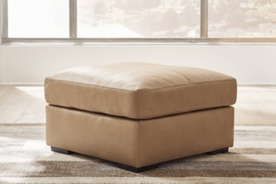 Bandon Oversized Accent Leather Ottoman Leather, Toffee