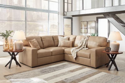 Bandon 2-Piece Sectional Leather, Toffee