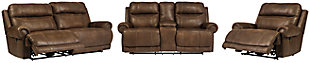 Austere Sofa, Loveseat and Recliner, Brown, large
