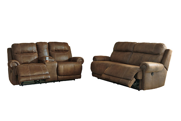 Austere Manual Reclining Sofa And, 2 Piece Living Room Set Ashley Furniture