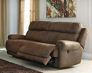 Austere Reclining Sofa, Brown, rollover