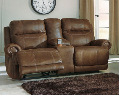 Austere Reclining Loveseat with Console | Ashley Furniture ...