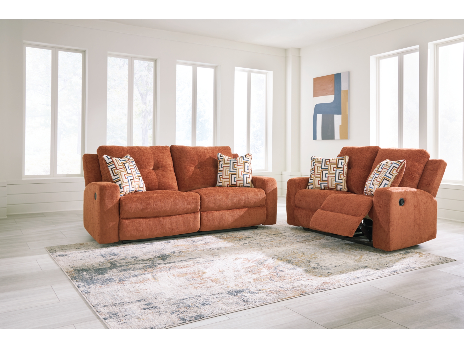 Image 2 of Danum Sofa and Loveseat Stone , Ink , Spice 3 colors 