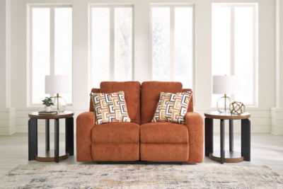 Danum Reclining Loveseat, Spice, rollover