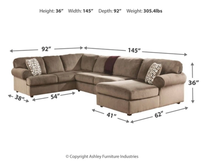 Jessa Place 3 Piece Sectional With Chaise Ashley Furniture HomeStore