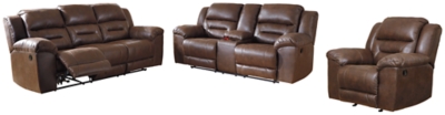 APG-39904SLR Stoneland Sofa, Loveseat and Recliner, Chocolate sku APG-39904SLR