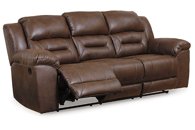 Stoneland Manual Reclining Sofa, Brown Leather Couch Recliner Set