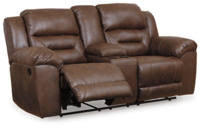 Stoneland Reclining Loveseat with Console, Chocolate, large