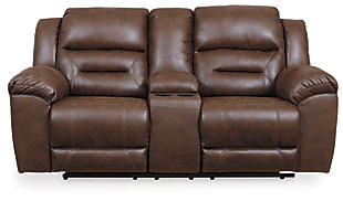 Stoneland Reclining Loveseat with Console, Chocolate, large