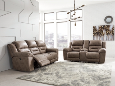 Stoneland Sofa and Loveseat, Fossil, rollover