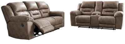 Stoneland Manual Reclining Sofa and Loveseat Set, Fossil