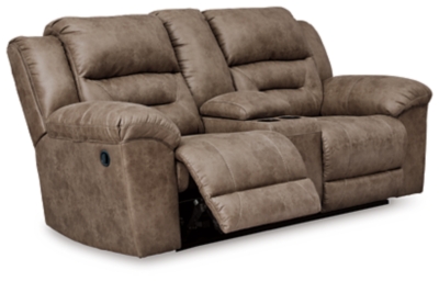 Stoneland Reclining Loveseat with Console, Fossil, large