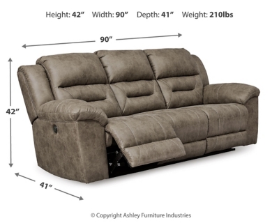 Stoneland Reclining Sofa, Fossil, large