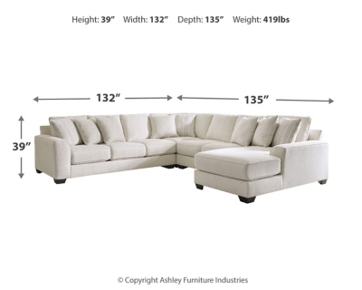 Lerenza 4-Piece Sectional with Chaise, Birch, large