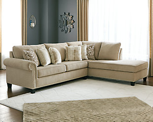 Dovemont 2-Piece Sectional with Chaise, Putty, rollover