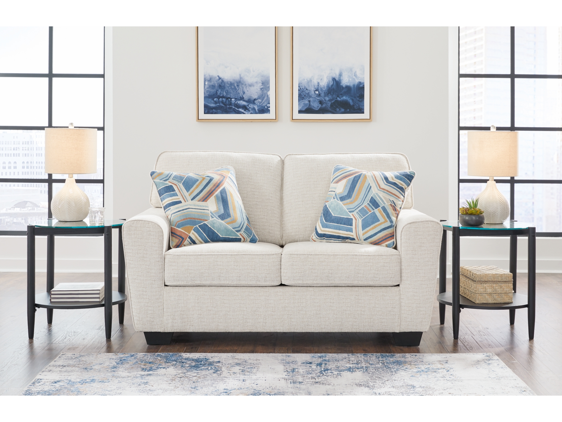 Image 2 of Cashton Sofa and Loveseat Chair Ottoman Ice