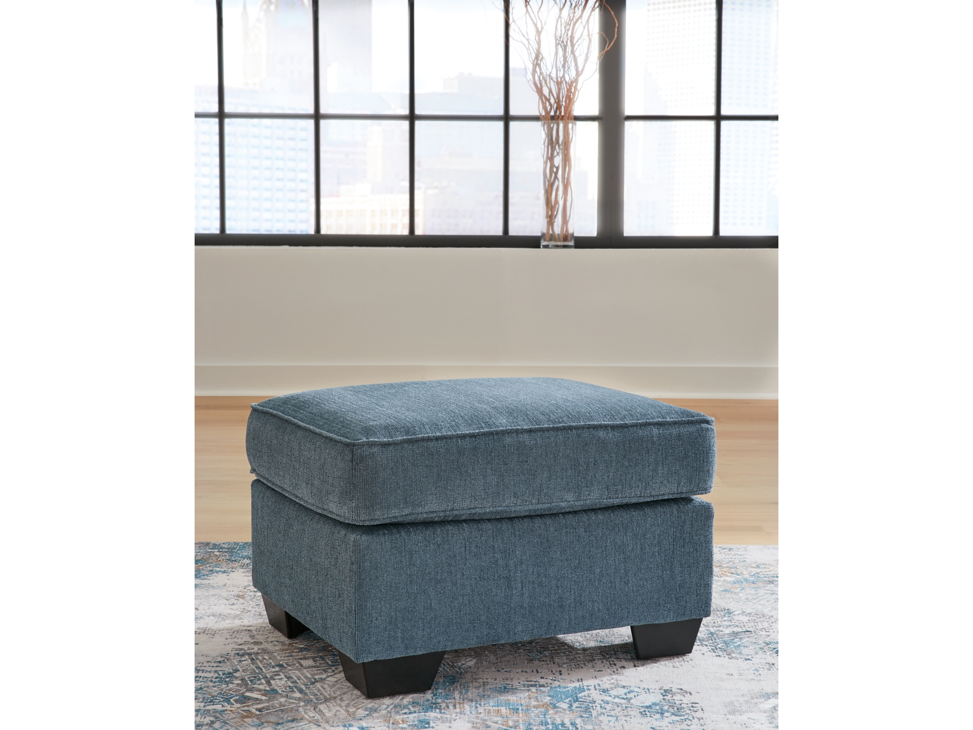 Image 2 of Cashton Sofa and Loveseat Chair Ottoman Blue 