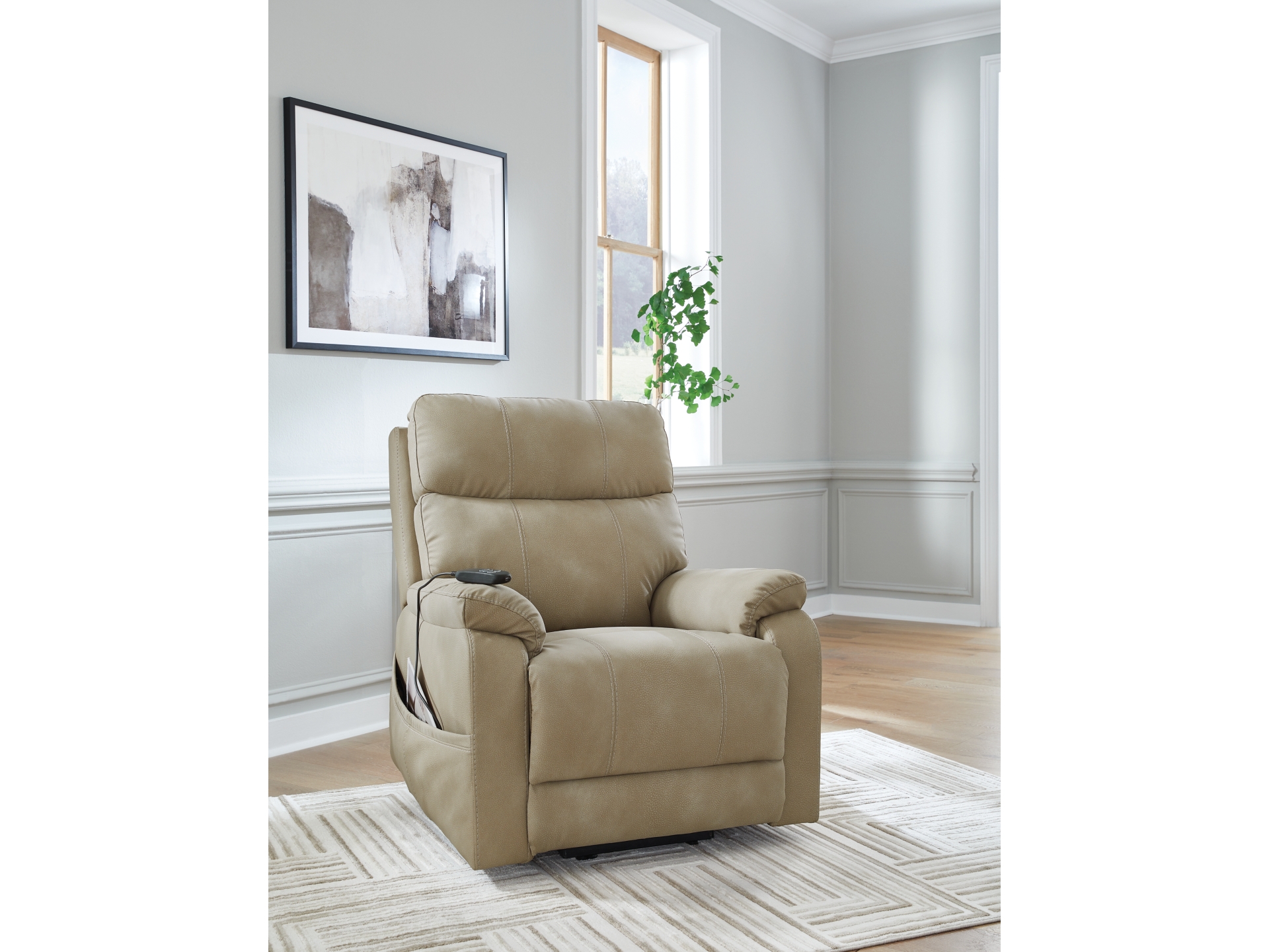 Image 3 of Next-Gen DuraPella Performance Fabric Power Lift Recliner sand