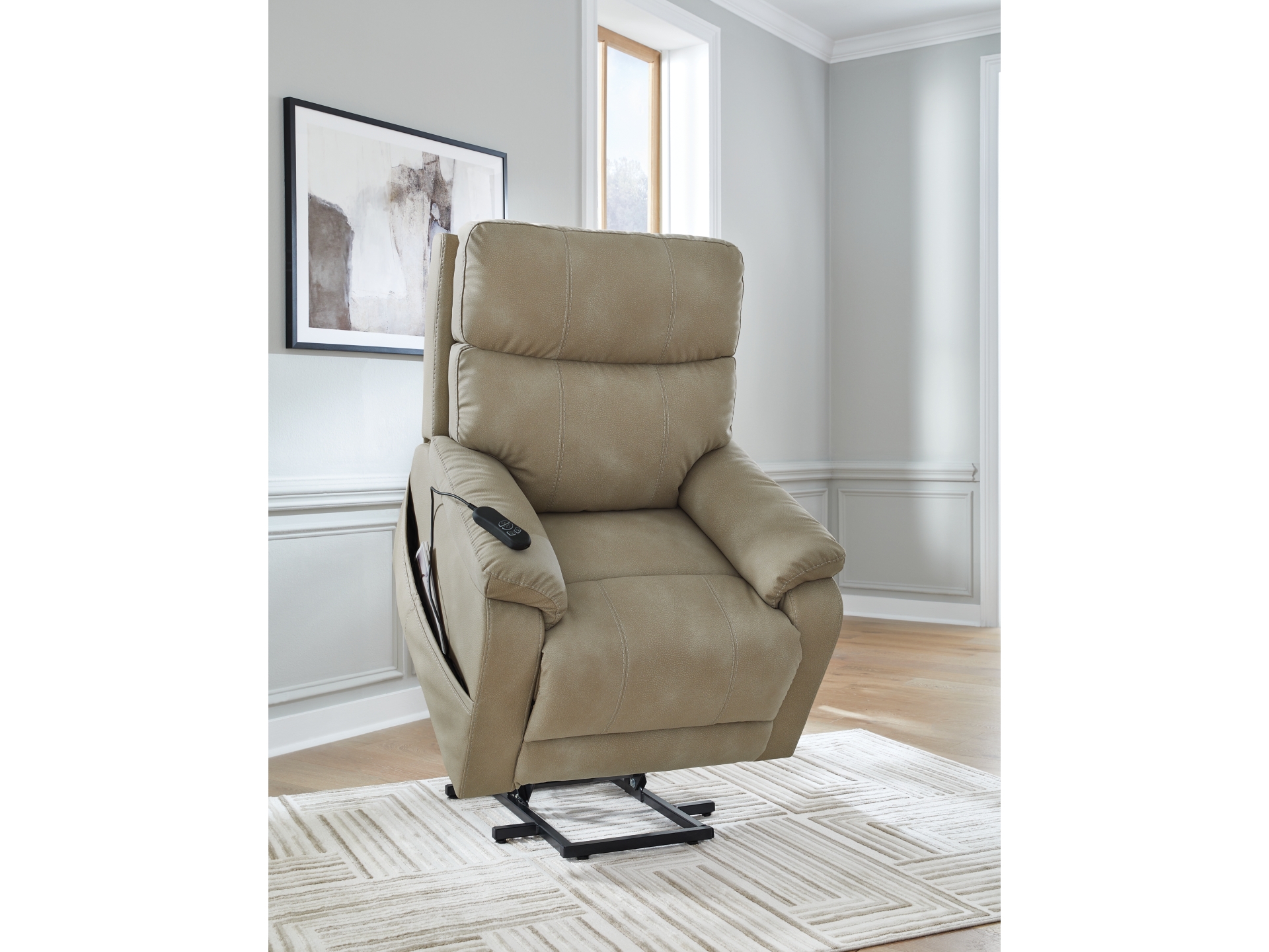 Next-Gen DuraPella Performance Fabric Power Lift Recliner sand
