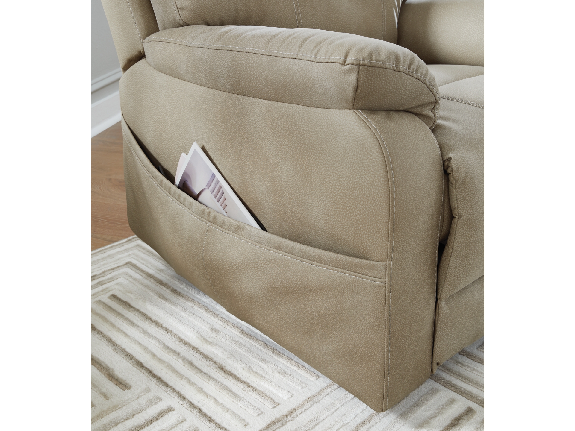 Image 2 of Next-Gen DuraPella Performance Fabric Power Lift Recliner sand