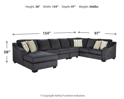 Eltmann 4-Piece Sectional with Chaise, Slate, large