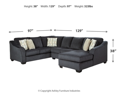 Eltmann 3-Piece Sectional with Chaise, Slate, large