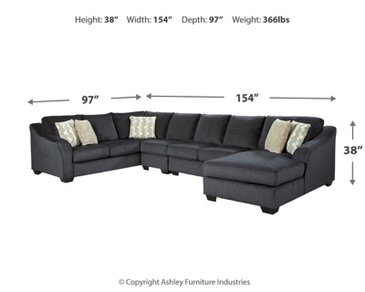 Eltmann 4-Piece Sectional with Chaise, Slate, large