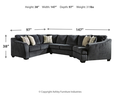 Eltmann 3-Piece Sectional with Cuddler, Slate, large