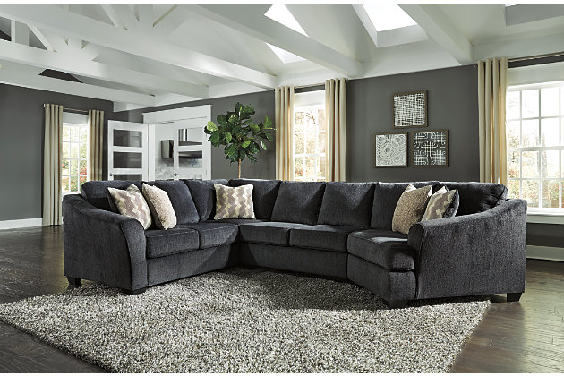 Eltmann 3 Piece Sectional With Cuddler, Double Cuddler Sectional Sofa
