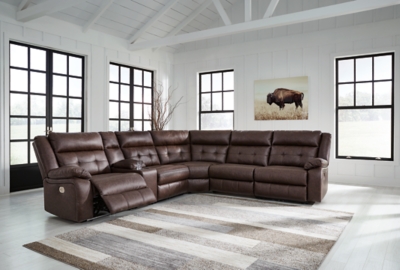 Punch Up 6-Piece Dual Power Reclining Modular Sectional with Console, Walnut