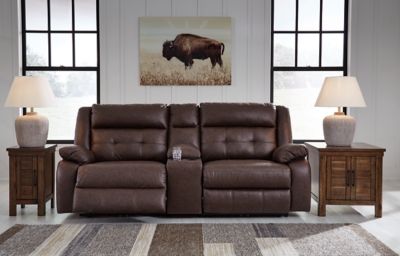 Punch Up 3-Piece Power Reclining Modular Loveseat with Console, Walnut