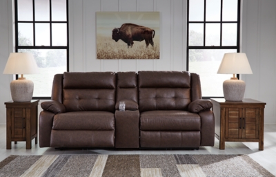 Punch Up 3-Piece Dual Power Reclining Modular Loveseat with Console, Walnut