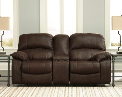 Zavier Glider Reclining Loveseat with Console, Truffle, large