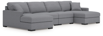 Omaha by Ashley 4-Piece Sectional with Chaise, Salt and Pepper, large