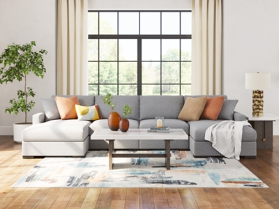 Omaha by Ashley 4-Piece Sectional with Chaise, Salt and Pepper, rollover