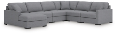 Omaha by Ashley 6-Piece Sectional with Chaise, Salt and Pepper, large