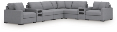 Omaha by Ashley 8-Piece Sectional with Audio Consoles, Salt and Pepper, large