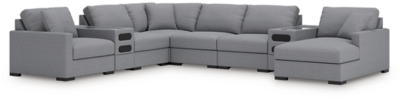 Omaha by Ashley 8-Piece Sectional with Audio System and Chaise, Salt and Pepper, large