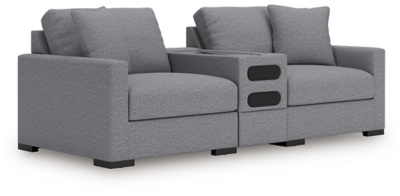Omaha by Ashley 3-Piece Sectional Loveseat with Audio System, Salt and Pepper, large