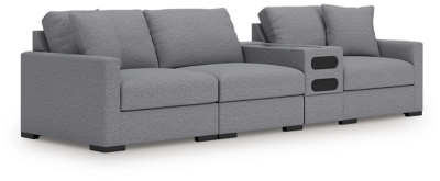 Omaha by Ashley 4-Piece Sectional with Audio Console, Salt and Pepper, large