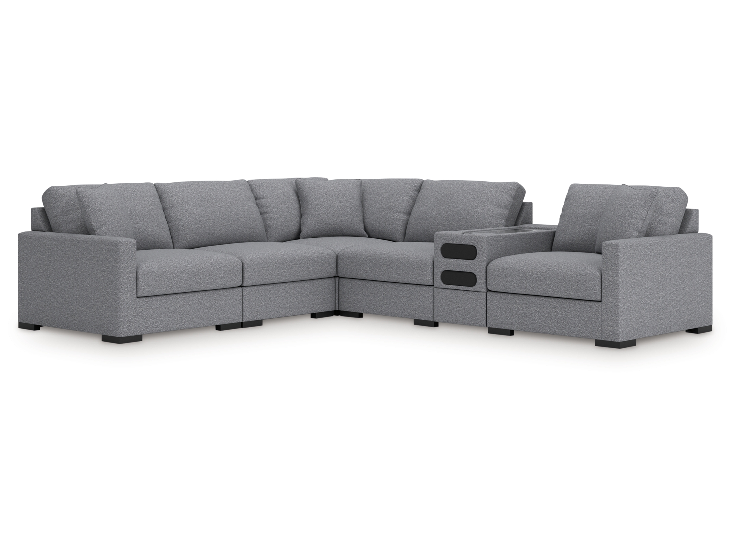 Omaha by Ashley 6-Piece Modular Next-Gen Nuvella Performance Fabric Sectional with Audio Console